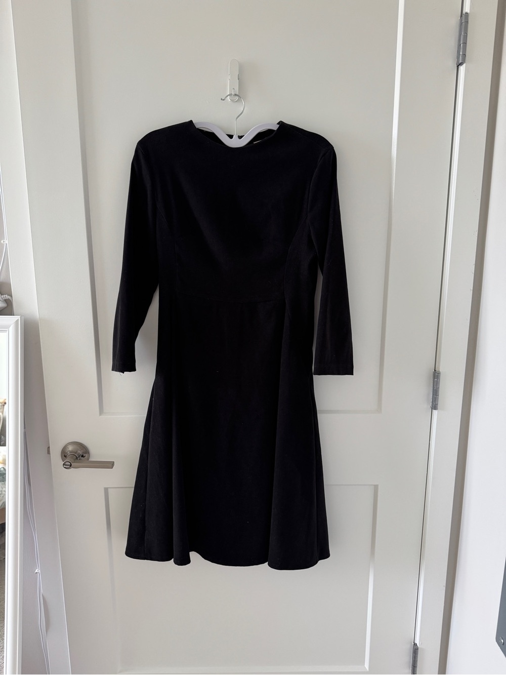 Korean Brand Cherrykoko Black Long-Sleeve A-Line Dress